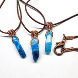 Wire Wrapped Pointed Turquoise Agate Leather Necklace for Him and Her from Alexa Martha Designs