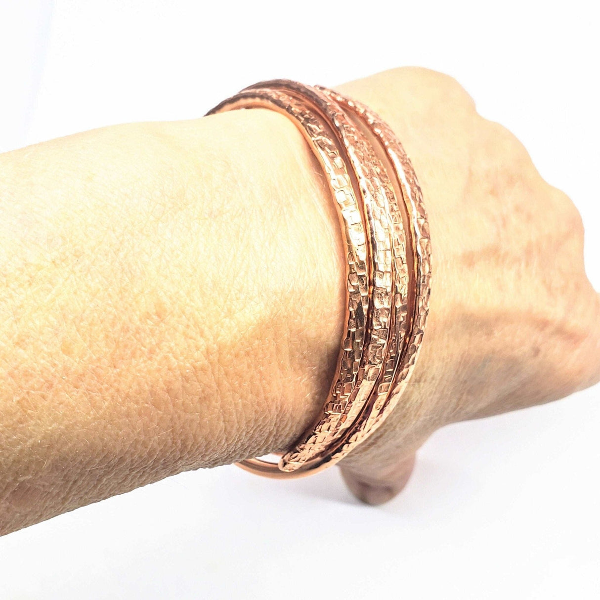 2 Piece Handmade Interlocking Full Overlap Copper Bangle Set from Alexa Martha Designs