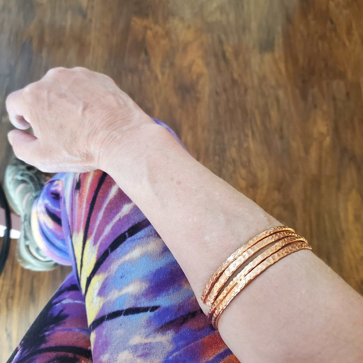 2 Piece Handmade Interlocking Full Overlap Copper Bangle Set from Alexa Martha Designs