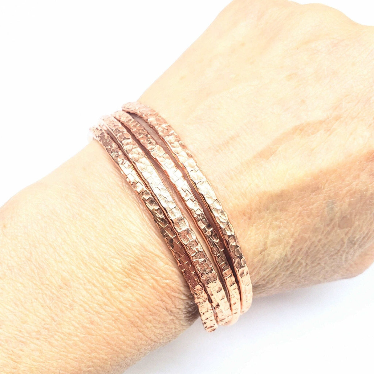 2 Piece Handmade Interlocking Full Overlap Copper Bangle Set from Alexa Martha Designs