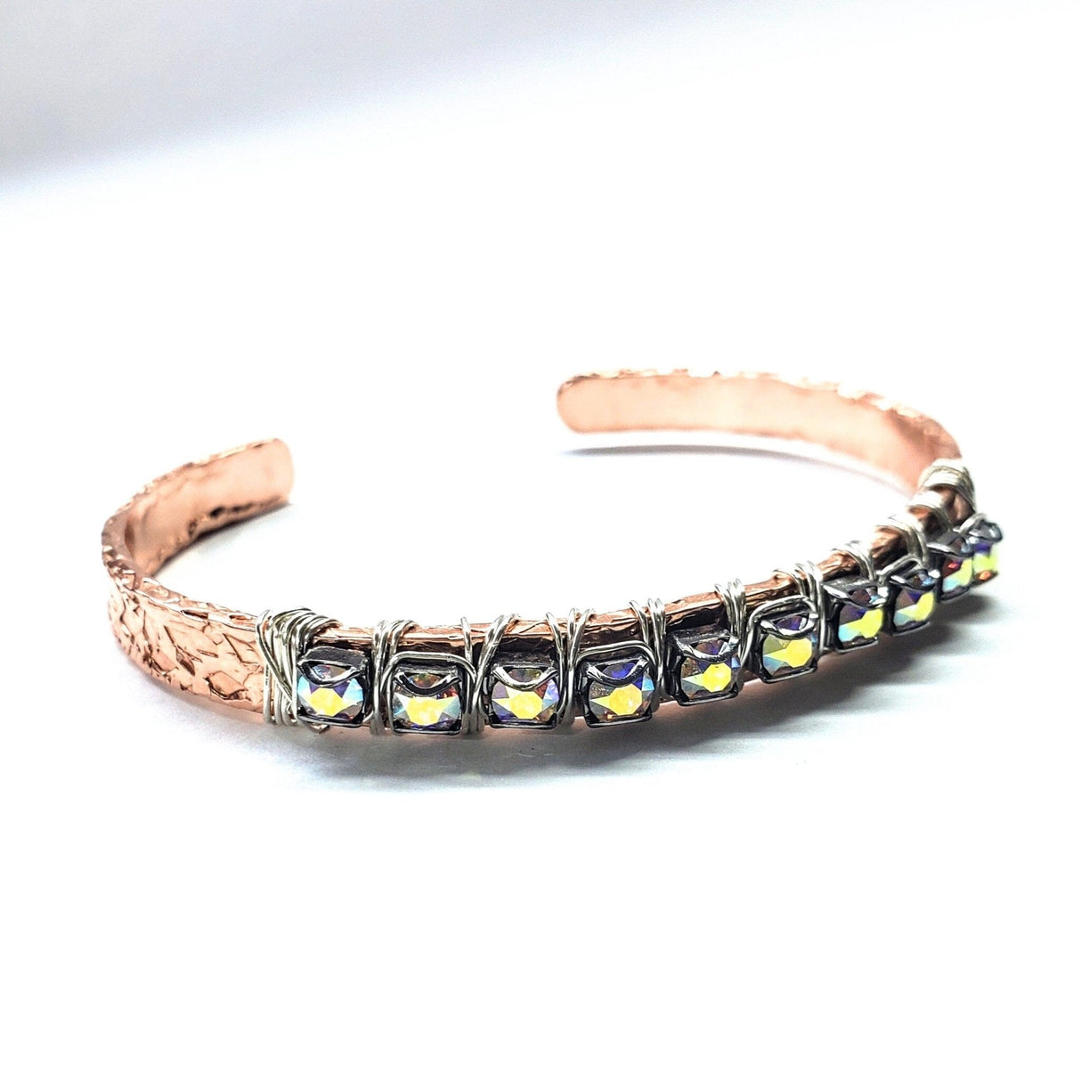Set of Glamorously Wrapped Hammered Rhinestone Crystal Bling Bangles from Alexa Martha Designs
