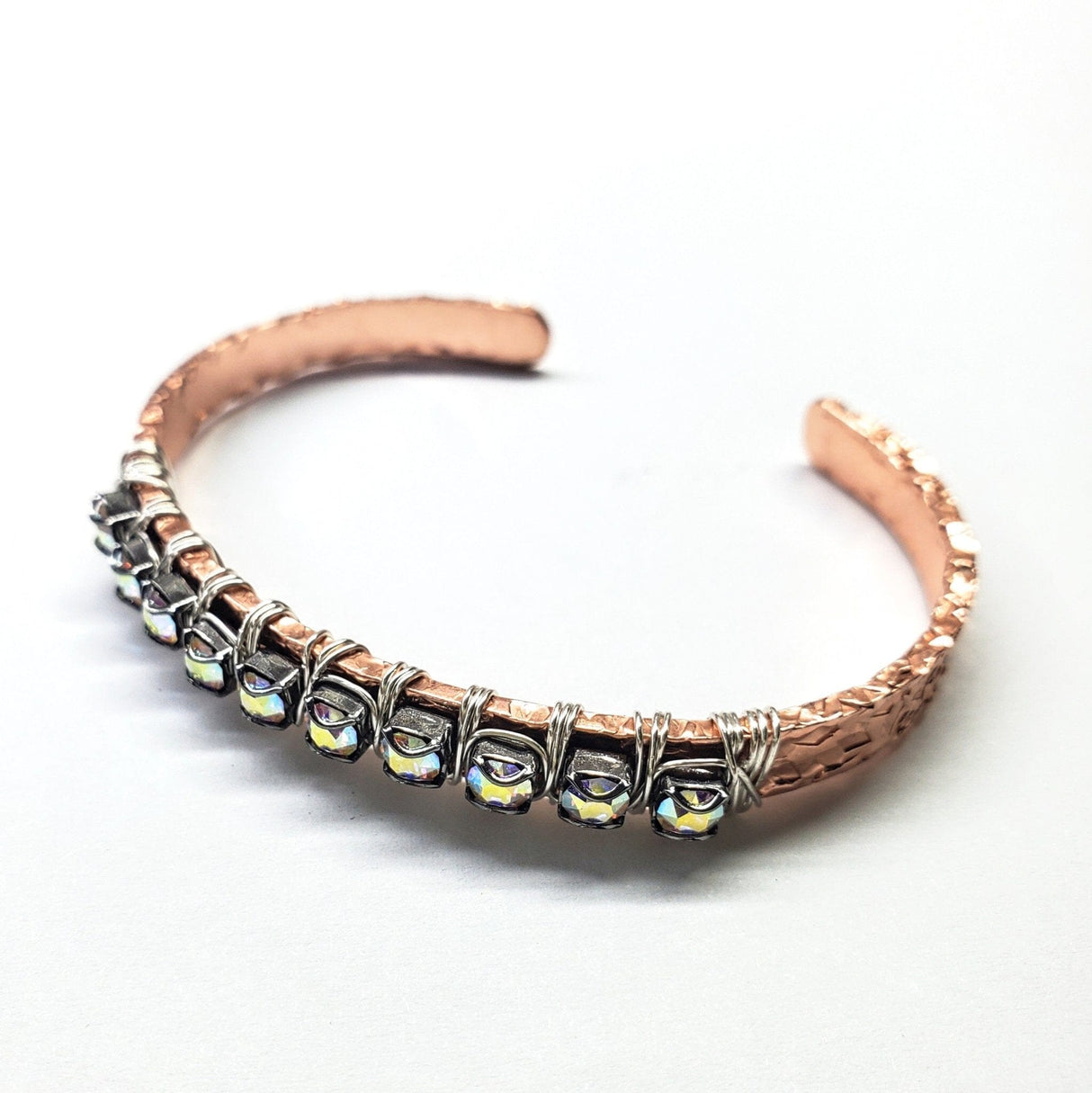 Set of Glamorously Wrapped Hammered Rhinestone Crystal Bling Bangles from Alexa Martha Designs