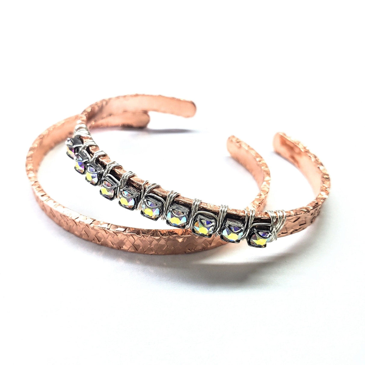 Set of Glamorously Wrapped Hammered Rhinestone Crystal Bling Bangles from Alexa Martha Designs