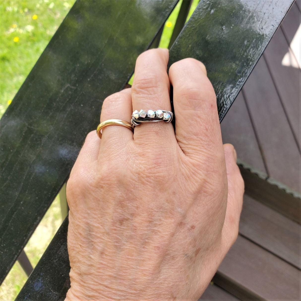 Wire Wrapped Antiqued  Silver Super Sparkly Multi Band Bling Ring from Alexa Martha Designs
