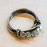 Wire Wrapped Antiqued  Silver Super Sparkly Multi Band Bling Ring from Alexa Martha Designs