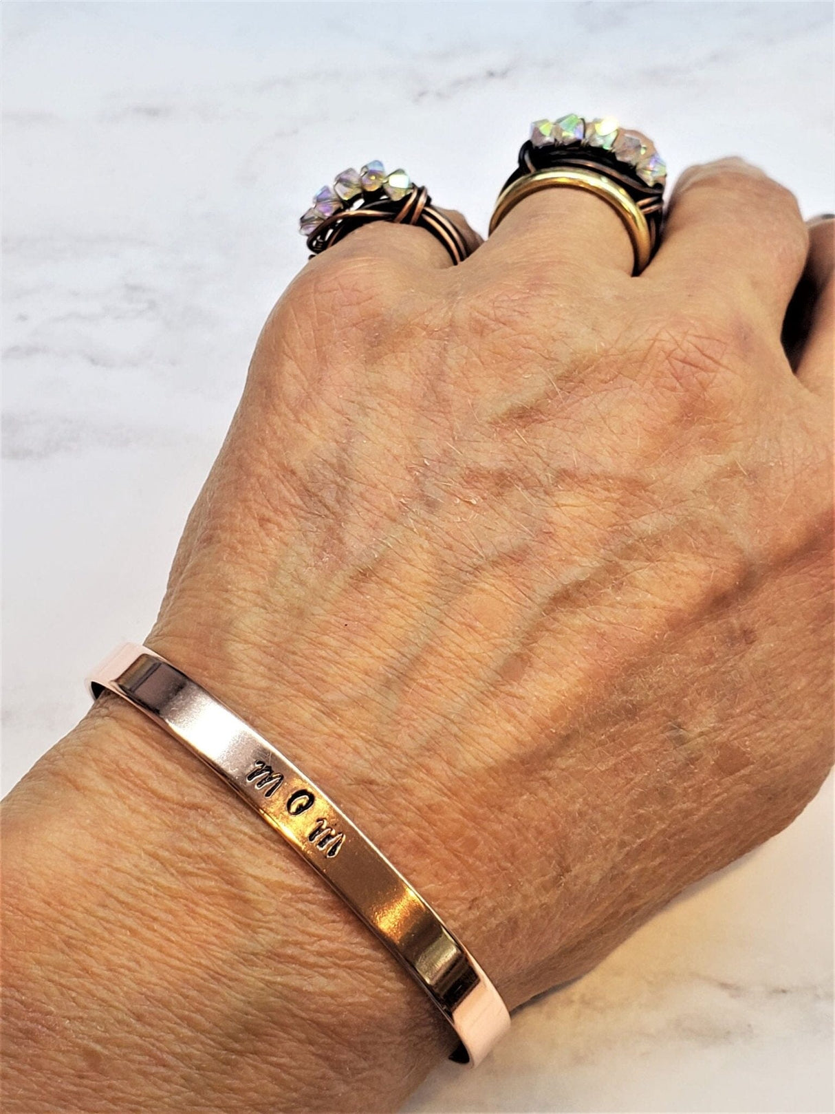 MOM Stamped Copper Cuff from Alexa Martha Designs