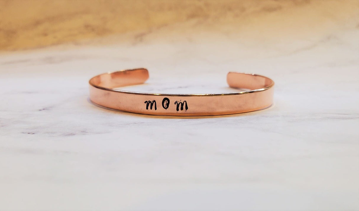 MOM Stamped Copper Cuff from Alexa Martha Designs