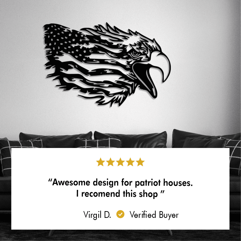 American Bald Eagle Wall Art with Distressed US Flag-Indepence Day Gift from VITAHOME DESIGN LLC