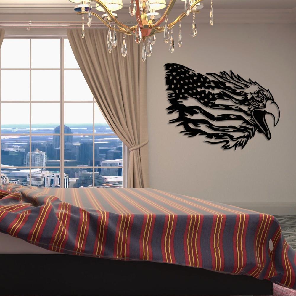 American Bald Eagle Wall Art with Distressed US Flag-Indepence Day Gift from VITAHOME DESIGN LLC