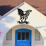 Bald Eagle Metal Wall Art  with Flag Holding In God We Trust from VITAHOME DESIGN LLC