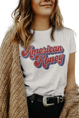 American Honey Distressed Graphic Tee - White from MsDressly
