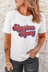 American Honey Distressed Graphic Tee - White from MsDressly