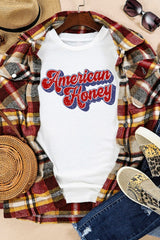 American Honey Distressed Graphic Tee - White from MsDressly