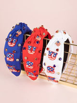 American Pride Gemstone Embellished Wide Knot Headband from MsDressly