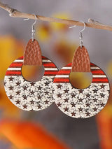 American Pride Round Wooden Flag Print Dangle Earrings from MsDressly
