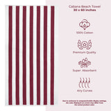 Cabana Striped Oversized Premium Cotton Beach Towel 30x60" - 32 Set Case Pack From American Soft Linen
