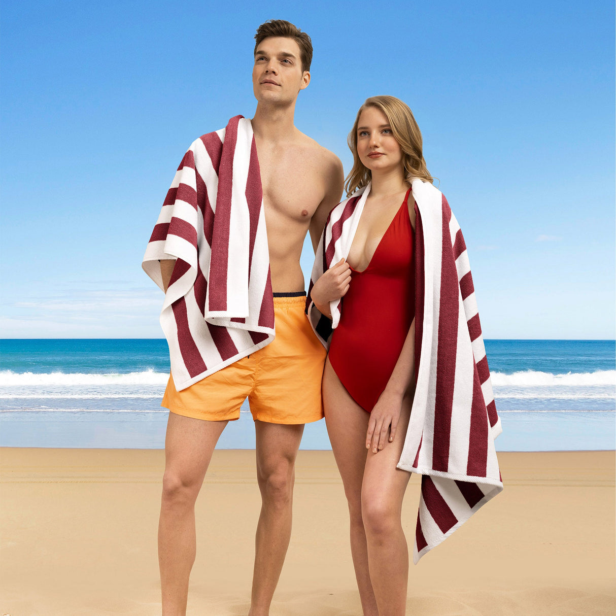 Cabana Striped Oversized Premium Cotton Beach Towel 30x60" - 32 Set Case Pack From American Soft Linen