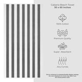 Cabana Striped Oversized Premium Cotton Beach Towel 30x60" - 32 Set Case Pack From American Soft Linen