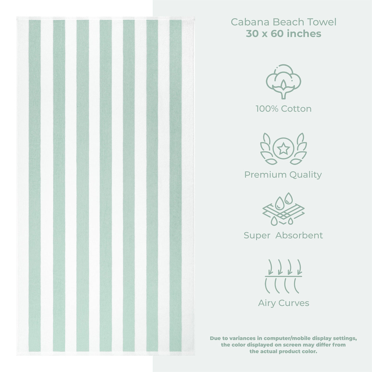 Cabana Striped Oversized Premium Cotton Beach Towel 30x60" - 32 Set Case Pack From American Soft Linen