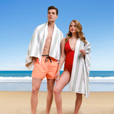 Cabana Striped Oversized Premium Cotton Beach Towel 30x60" - 32 Set Case Pack From American Soft Linen