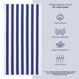 Cabana Striped Oversized Premium Cotton Beach Towel 30x60" - 32 Set Case Pack From American Soft Linen