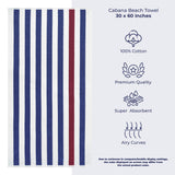 Cabana Striped Oversized Premium Cotton Beach Towel 30x60" - 32 Set Case Pack From American Soft Linen