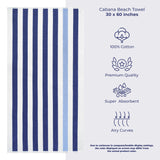 Cabana Striped Oversized Premium Cotton Beach Towel 30x60" - 32 Set Case Pack From American Soft Linen