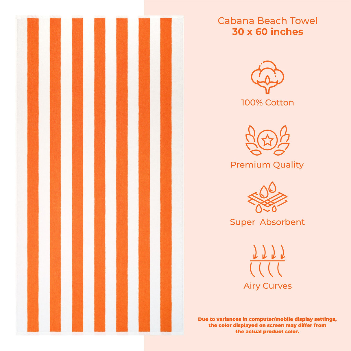 Cabana Striped Oversized Premium Cotton Beach Towel 30x60" - 32 Set Case Pack From American Soft Linen