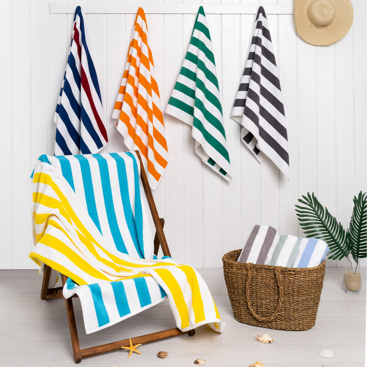Cabana Striped Oversized Premium Cotton Beach Towel 30x60" - 32 Set Case Pack From American Soft Linen