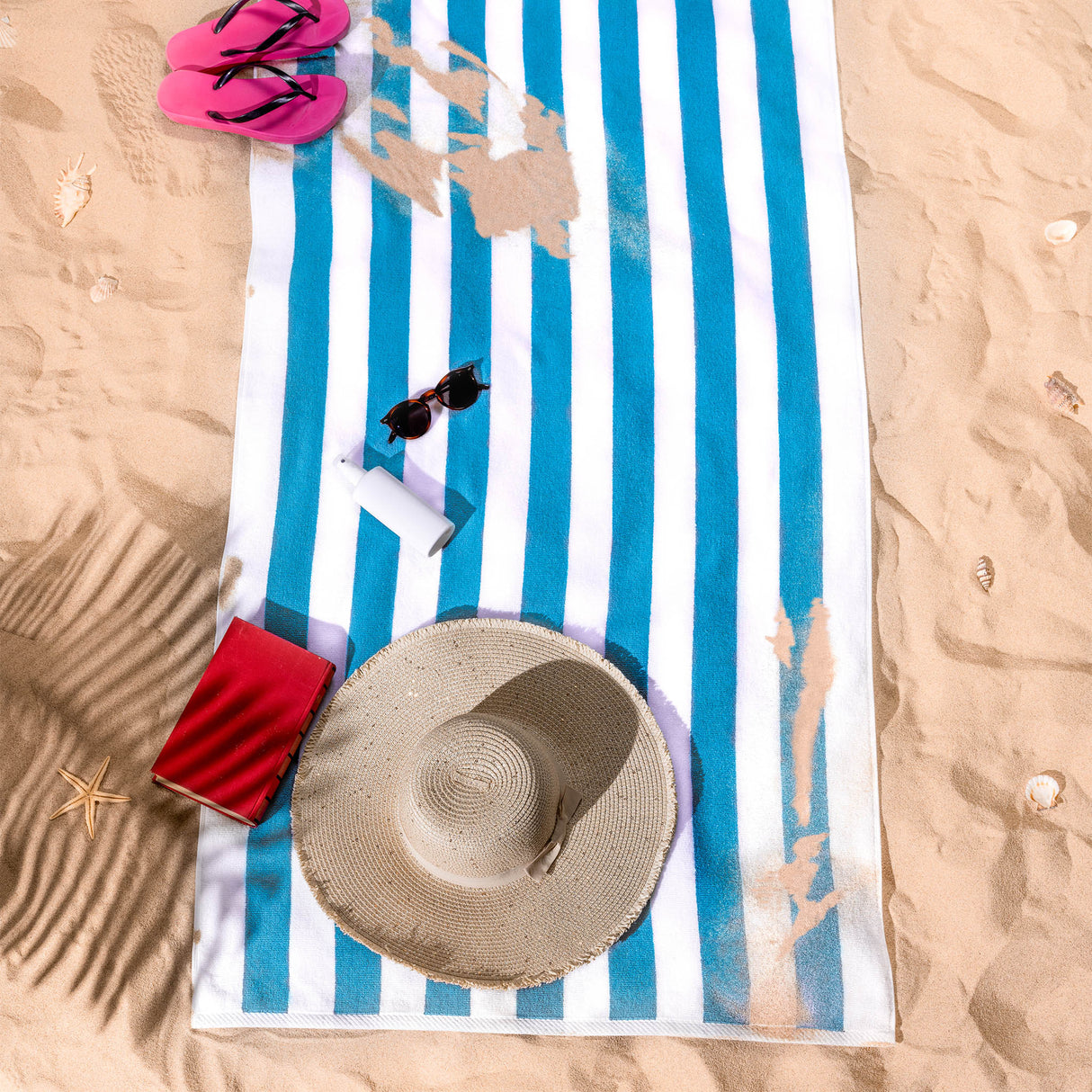 Cabana Striped Oversized Premium Cotton Beach Towel 30x60" - 32 Set Case Pack From American Soft Linen