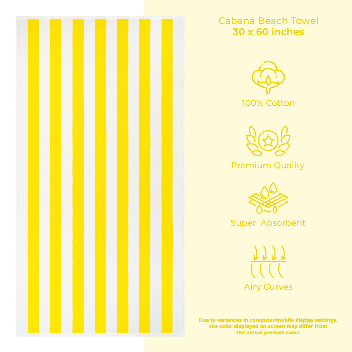 Cabana Striped Oversized Premium Cotton Beach Towel 30x60" - 32 Set Case Pack From American Soft Linen