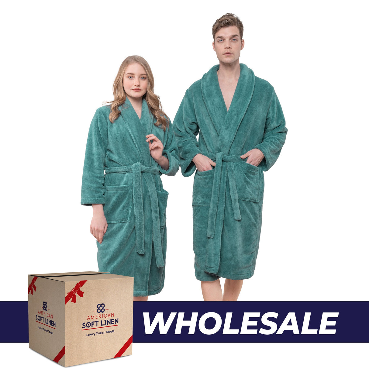 American Soft Linen Unisex Fleece Bathrobe, Super Soft, Absorbent and Fluffy - Wholesale From American Soft Linen