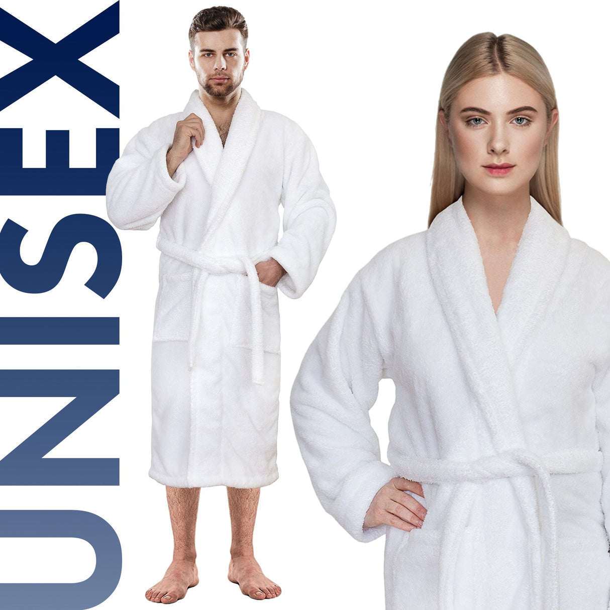 American Soft Linen Unisex Fleece Bathrobe, Super Soft, Absorbent and Fluffy - Wholesale From American Soft Linen