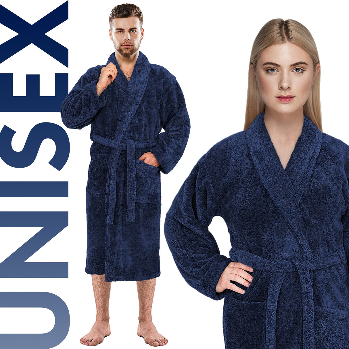 American Soft Linen Unisex Fleece Bathrobe, Super Soft, Absorbent and Fluffy - Wholesale From American Soft Linen