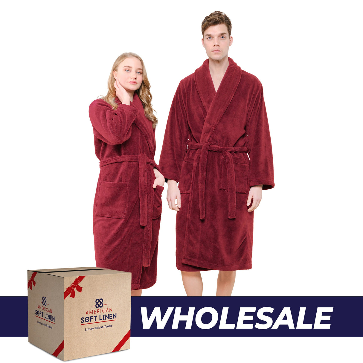 American Soft Linen Unisex Fleece Bathrobe, Super Soft, Absorbent and Fluffy - Wholesale From American Soft Linen