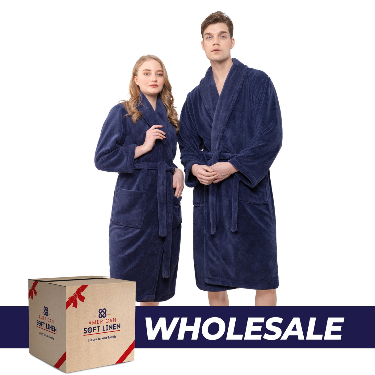 American Soft Linen Unisex Fleece Bathrobe, Super Soft, Absorbent and Fluffy - Wholesale From American Soft Linen