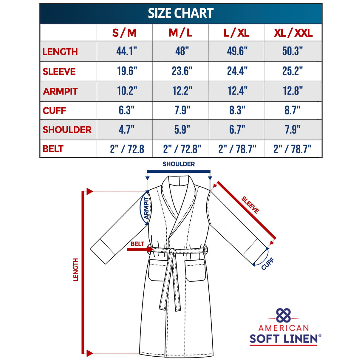 American Soft Linen Unisex Fleece Bathrobe, Super Soft, Absorbent and Fluffy - Wholesale From American Soft Linen