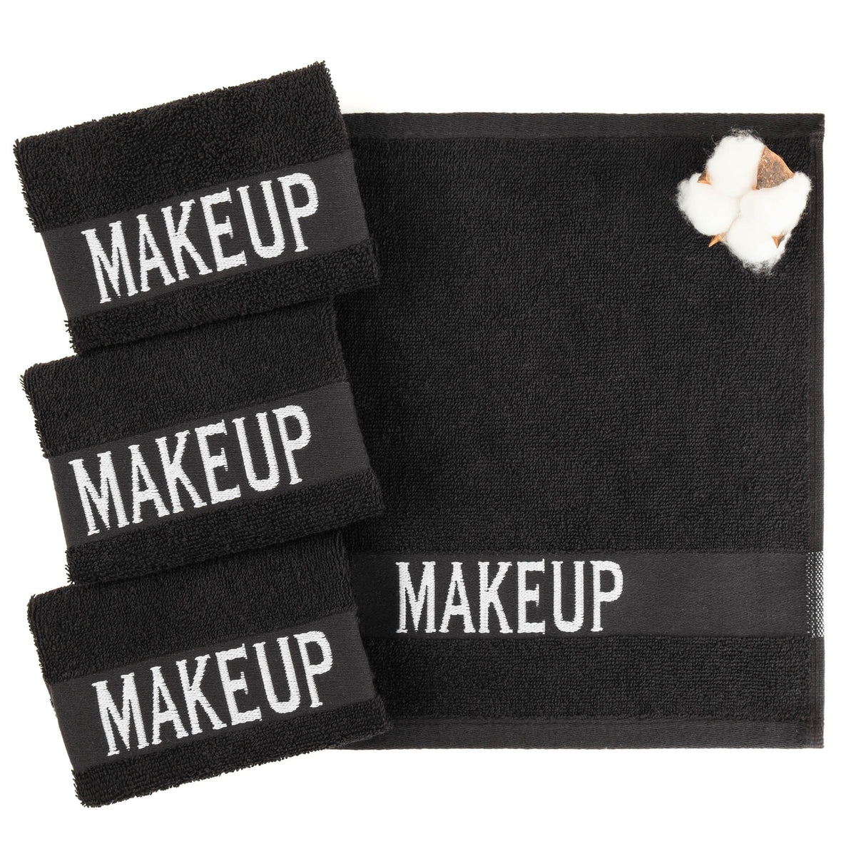 American Soft Linen, Makeup Remover Face Cloth, 100% Cotton Makeup Towels, 4 Packed Face Towels, 12x12 inches, Black - 100 Set Case Pack From American Soft Linen