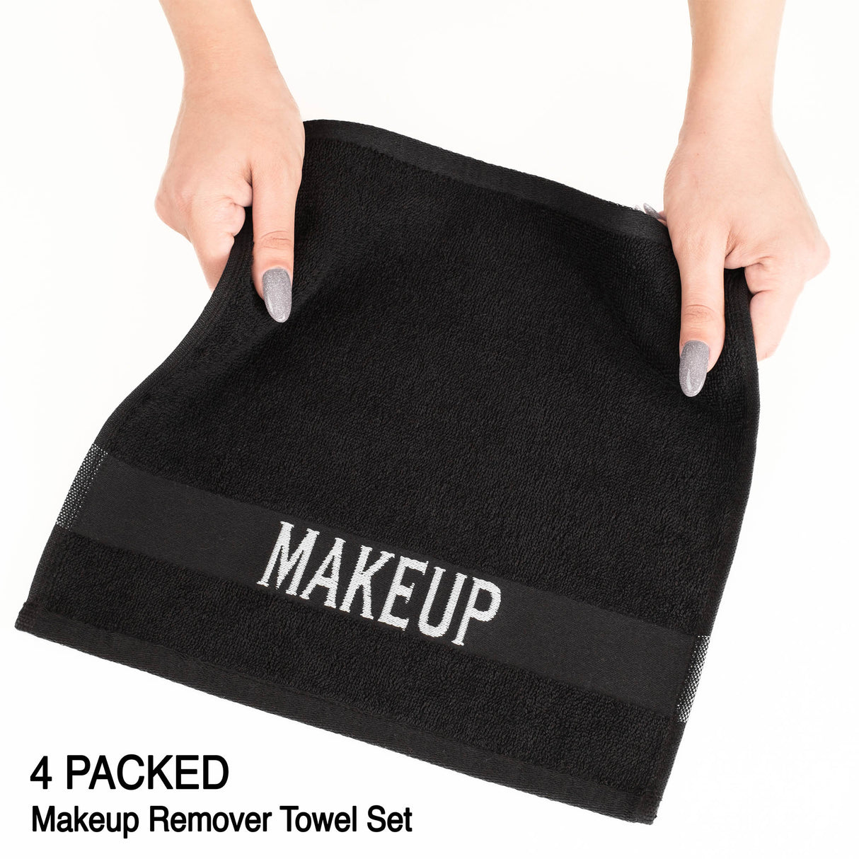 American Soft Linen, Makeup Remover Face Cloth, 100% Cotton Makeup Towels, 4 Packed Face Towels, 12x12 inches, Black From American Soft Linen