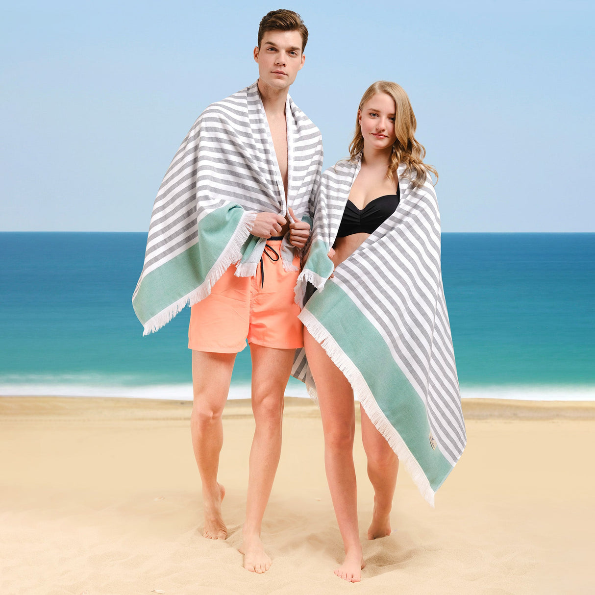Mediterranean 100% Cotton Turkish Peshtemals, 35" x 60",  Modern & Traditional Turkish Towels - 44 Set Case Pack From American Soft Linen