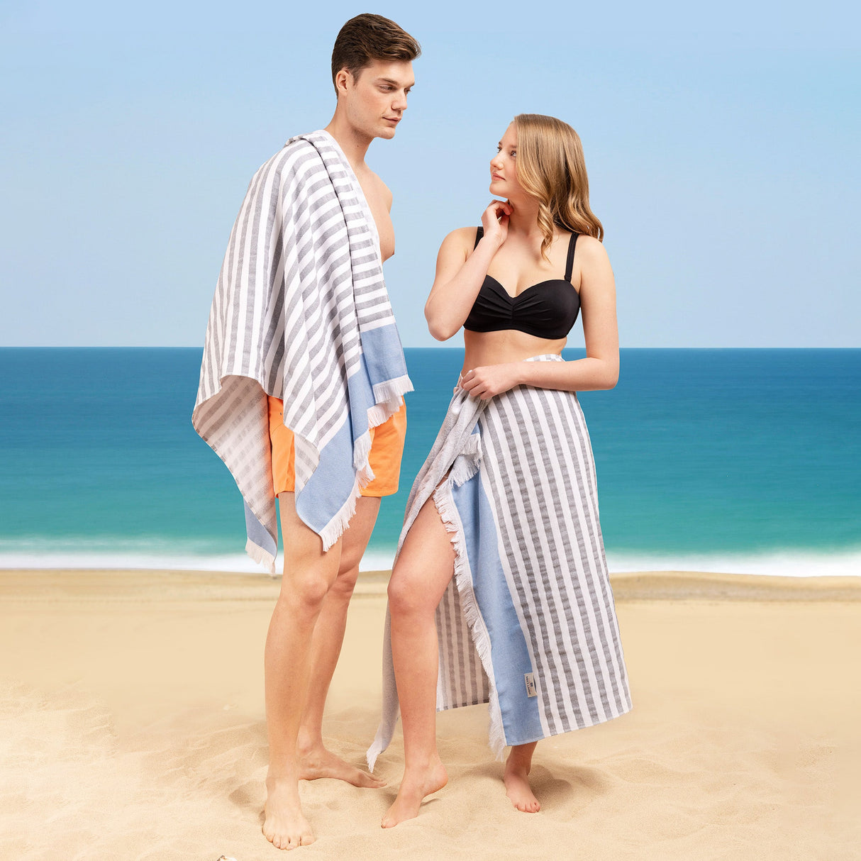 Mediterranean 100% Cotton Turkish Peshtemals, 35" x 60",  Modern & Traditional Turkish Towels - 44 Set Case Pack From American Soft Linen