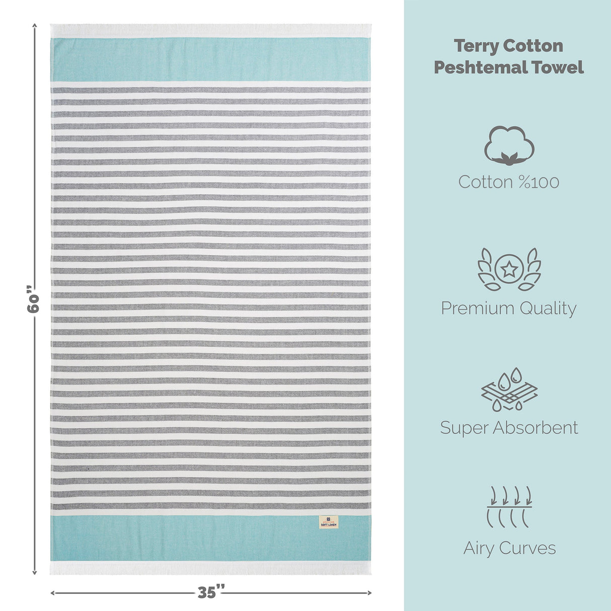 Mediterranean 100% Cotton Turkish Peshtemals, 35" x 60",  Modern & Traditional Turkish Towels - 44 Set Case Pack From American Soft Linen