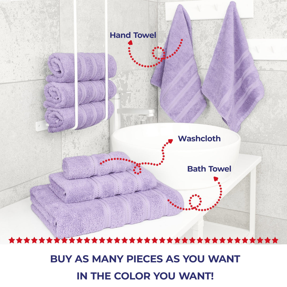 Single Piece - Create Your Set - 100% Cotton Turkish Towels with 20 Different Colors