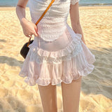 Angelic Lace Ruffle Mini Skirt from Kawaii Stop