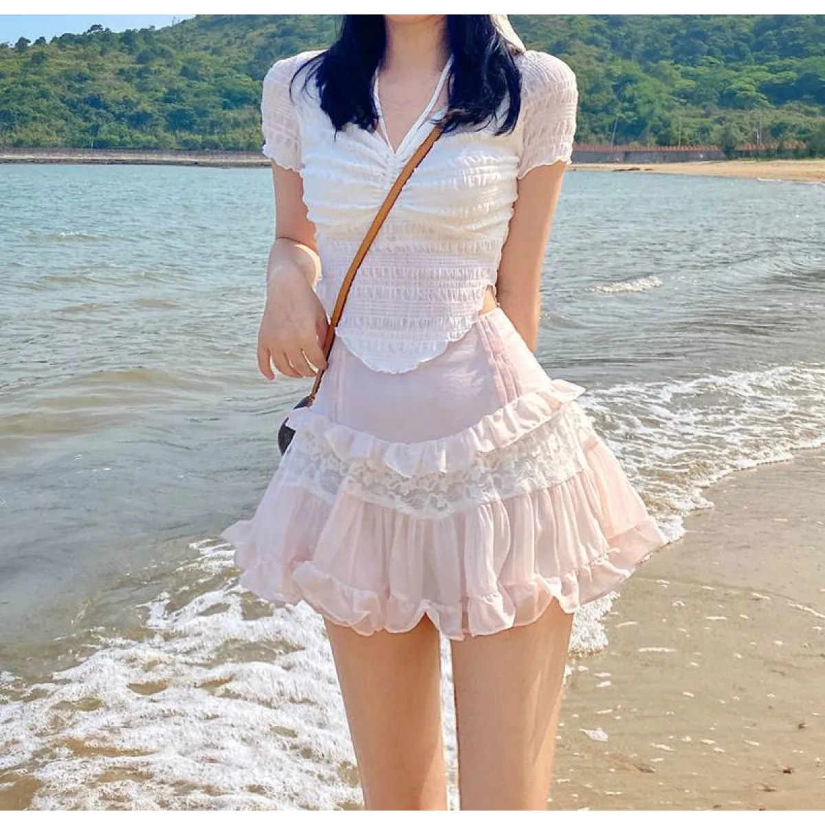 Angelic Lace Ruffle Mini Skirt from Kawaii Stop