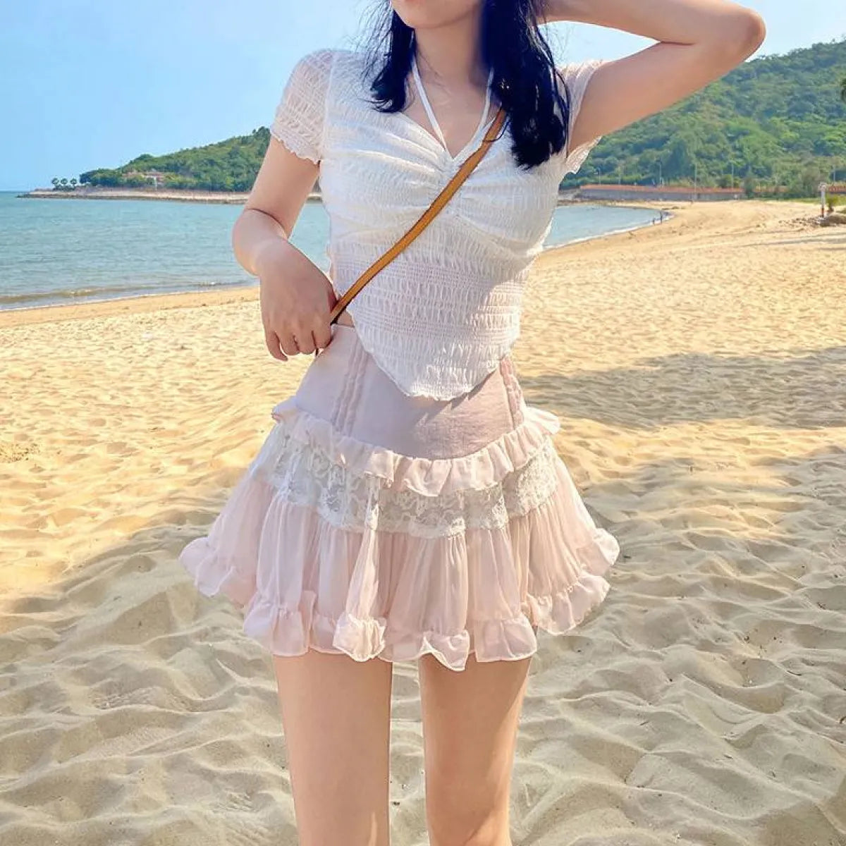 Angelic Lace Ruffle Mini Skirt from Kawaii Stop