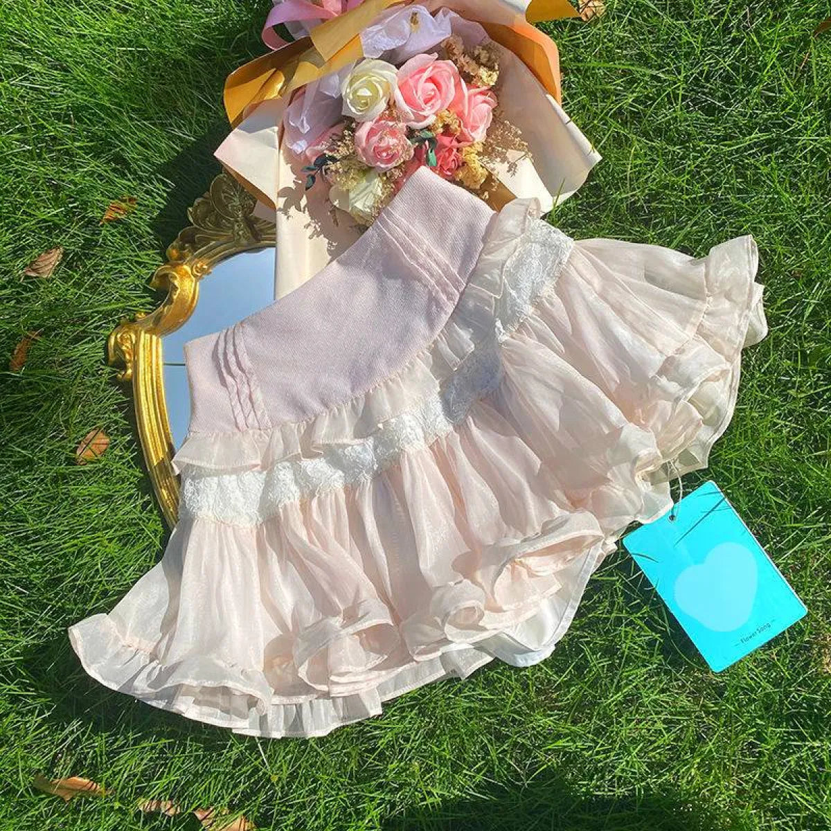 Angelic Lace Ruffle Mini Skirt from Kawaii Stop