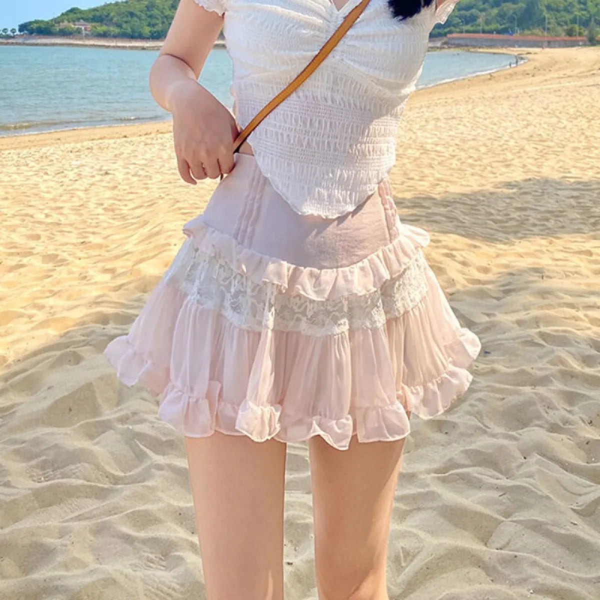 Angelic Lace Ruffle Mini Skirt from Kawaii Stop