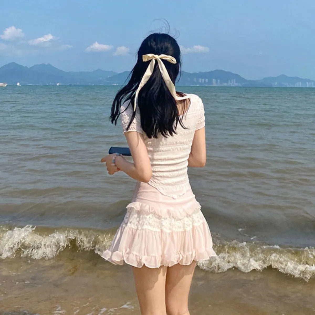 Angelic Lace Ruffle Mini Skirt from Kawaii Stop