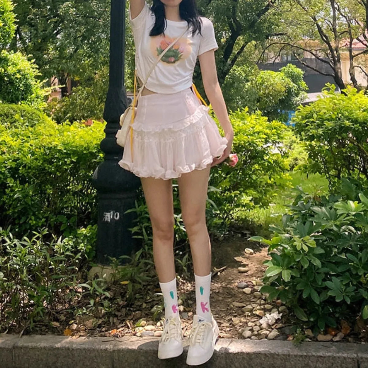 Angelic Lace Ruffle Mini Skirt from Kawaii Stop